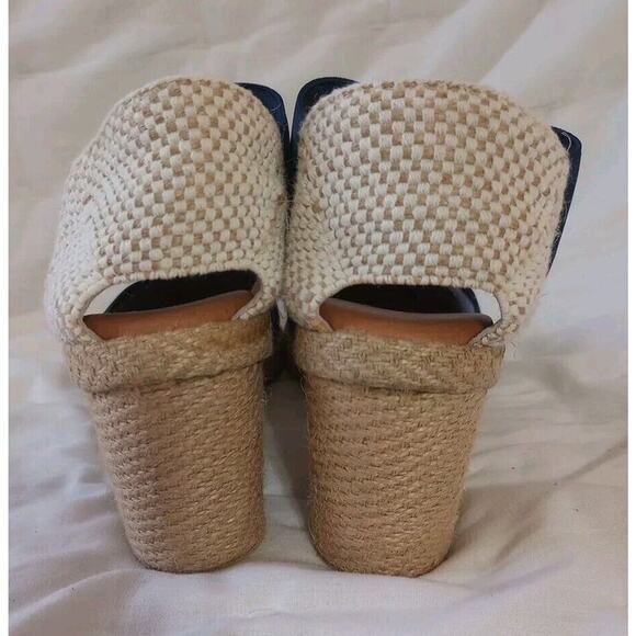 André Assous Womens Wedge Sz 7 New Espadrille Heeled Sandals Navy Blue $129 - Picture 6 of 9